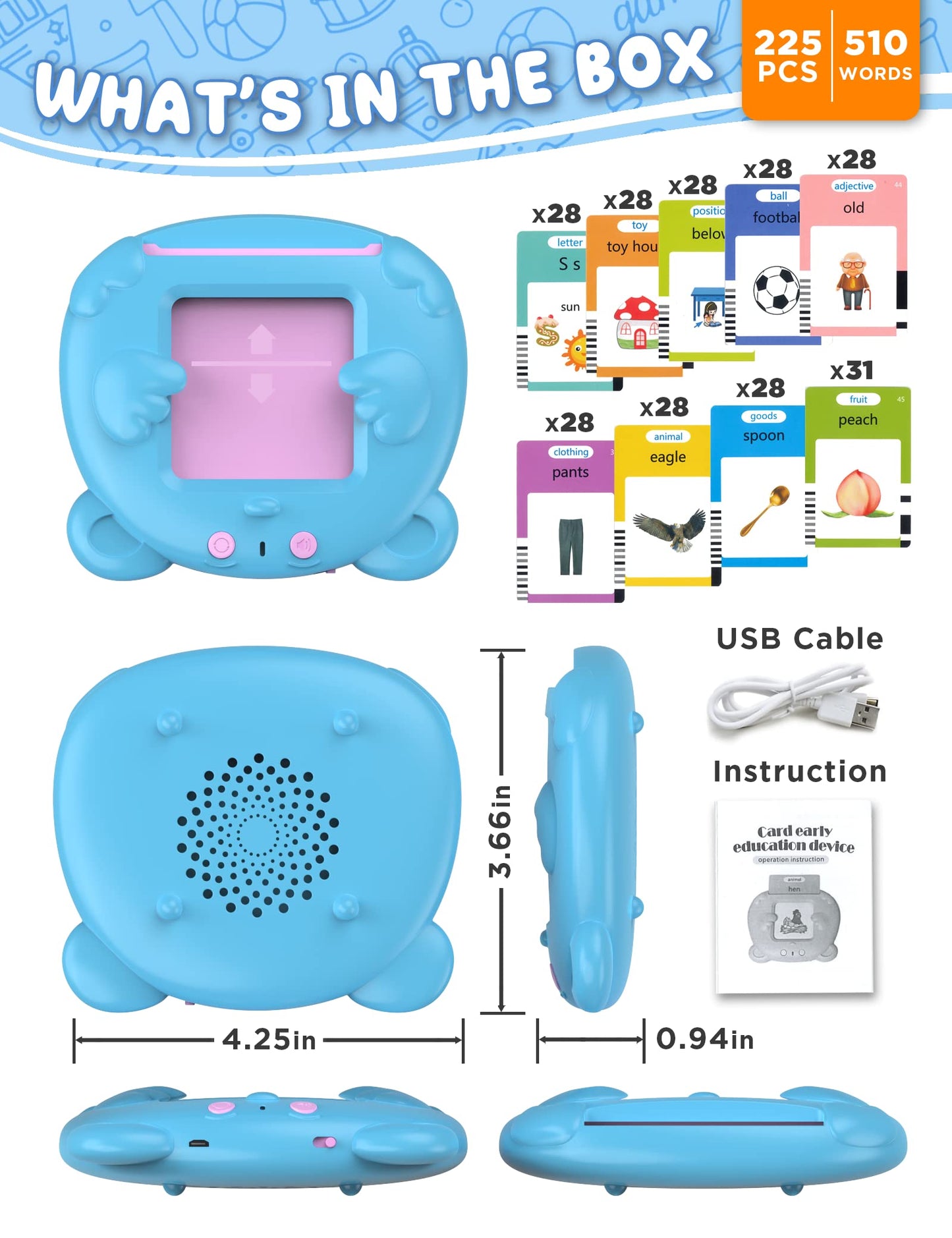 Enlightenment Toys 510 Sight Words Talking Flash Cards for Toddlers 2-4 Years, Autism Sensory Therapy Toys for Children, Pocket Speech Toy for Kids, Early Educational Toys for 2 3 4 5 Years Old Learning